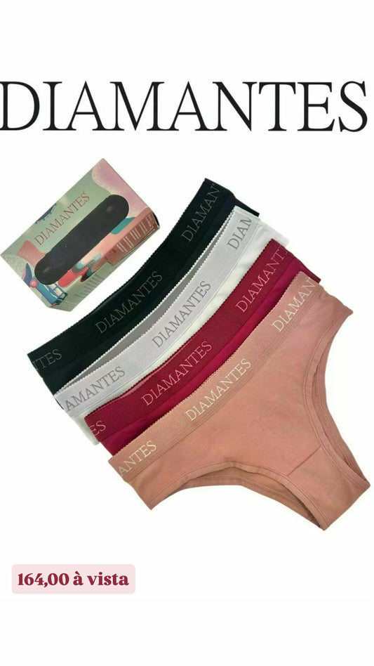 Kit com 4 calcinhas biquíni de cotton na caixa costa padrão Toque que Cuida