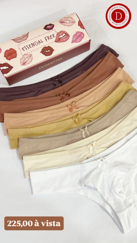 Kit com 7 calcinhas fio estreita de microfibra na caixa Basic Tons